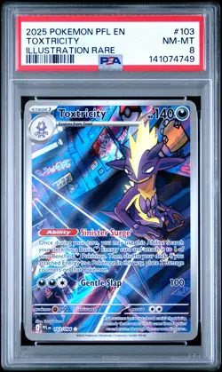 2025 POKEMON PFL EN-PHANTASMAL FLAMES ILLUSTRATION RARE #103 TOXTRICITY PSA 8 - Image 1