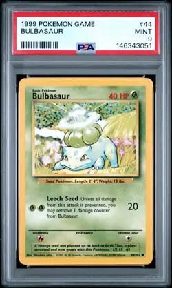 1999 POKEMON BASE SET UNLIMITED #44 BULBASAUR PSA 9 - Image 1