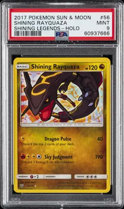 2017 POKEMON SUN & MOON SHINING LEGENDS #56 SHINING RAYQUAZA-HOLO PSA 9 - Image 1
