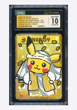 Pokemon CGC 10 GEM AUTO 10 Lightning Energy Holo Yukina Suzuki 2023 #LIG CLL JPN - Image 1