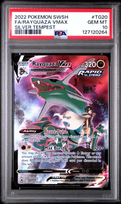 2022 POKEMON SWORD & SHIELD SILVER TEMPEST #TG20 FULL ART/RAYQUAZA VMAX PSA 10 - Image 1