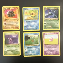 Vintage Pokemon Fossil Card Lot Common Uncommon No Duplicates 6 cards TCG - Image 1
