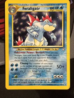 Pokemon TCG Neo Genesis Feraligatr 4/111 Holo Card Heavy Played - Image 1
