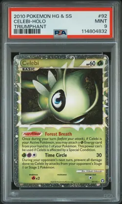 2010 POKEMON TRIUMPHANT CELEBI PRIME #92 ULTRA RARE PSA 9 MINT #114804832 - Image 1