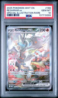 2025 POKEMON WHT EN-WHITE FLARE SPECIAL ILLUSTRATION RARE RESHIRAM EX PSA 10 - Image 1