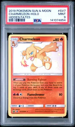 2019 POKEMON SUN & MOON HIDDEN FATES #SV7 CHARMELEON-HOLO PSA 9 - Image 1