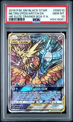 2019 POKEMON SM BLACK STAR PROMO FULL ART/MOLTRES & ZAPDOS & ARTICUNO GX PSA 10 - Image 1
