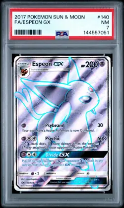 2017 POKEMON SUN & MOON #140 FULL ART/ESPEON GX PSA 7 - Image 1