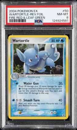 2004 POKEMON EX FIRE RED & LEAF GREEN #50 WARTORTLE-REVERSE FOIL PSA 8 - Image 1