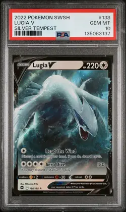 2022 POKEMON SWORD & SHIELD SILVER TEMPEST #138 LUGIA V PSA 10 - Image 1