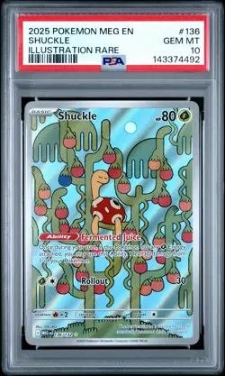 2025 POKEMON MEG EN-MEGA EVOLUTION ILLUSTRATION RARE #136 SHUCKLE PSA 10 - Image 1