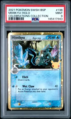 2021 POKEMON SWSH PROMO CELEBRATIONS COLLECTION #136 MIMIKYU-HOLO PSA 9 - Image 1