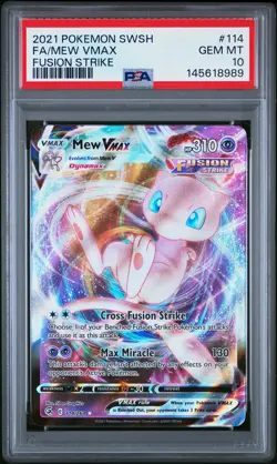 2021 POKEMON SWORD & SHIELD FUSION STRIKE #114 FULL ART/MEW VMAX PSA 10 - Image 1