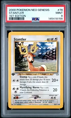 2000 POKEMON NEO GENESIS 1ST EDITION #76 STANTLER PSA 9 - Image 1