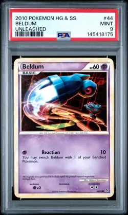 2010 POKEMON HEARTGOLD & SOULSILVER UNLEASHED #44 BELDUM PSA 9 - Image 1