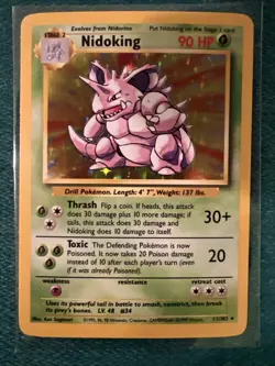 Pokemon Nidoking Base Set Unlimited 11/102 NM Near Mint - Image 1