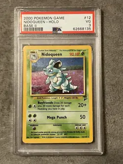 Pokemon TCG PSA Graded 3 Base Set 2 Nidoqueen 12/130 - Image 1