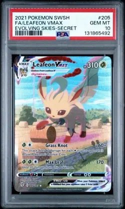2021 Pokemon SWSH Evolving Skies Leafeon VMAX #205/203 Secret Rare PSA 10! - Image 1