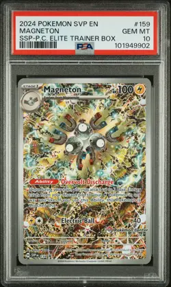 2024 POKEMON SVP SURGING SPARKS POKEMON CENTER ETB PROMO #159 MAGNETON PSA 10 - Image 1