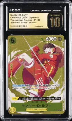 2026 ONE PIECE JAPANESE TOURNAMENT PROMOS WINNER MONKEY D. LUFFY CGC 10 PRISTINE - Image 1
