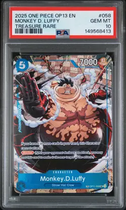 2025 ONE PIECE OP13-CARRYING ON HIS WILL TREASURE RARE MONKEY D. LUFFY PSA 10 - Image 1