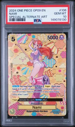 2024 ONE PIECE OP09-EMPERORS IN THE NEW WORLD SPECIAL ALTERNATE ART NAMI PSA 10 - Image 1