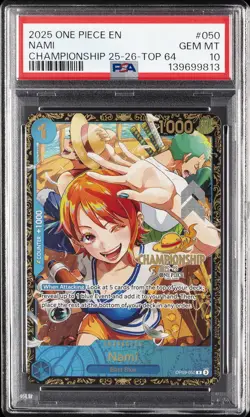 2025 ONE PIECE PROMOS CHAMPIONSHIP 25-26-TOP 64 #050 NAMI PSA 10 - Image 1