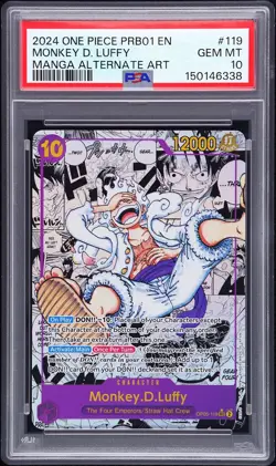 2024 ONE PIECE PRB01-MANGA ALTERNATE ART #119 MONKEY D. LUFFY PSA 10 - Image 1