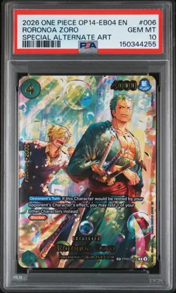 2026 ONE PIECE THE AZURE SEA'S SEVEN SPECIAL ALT ART #006 RORONOA ZORO PSA 10 - Image 1