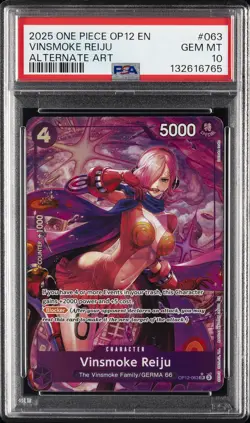 2025 ONE PIECE OP12-LEGACY OF THE MASTER ALTERNATE ART VINSMOKE REIJU PSA 10 - Image 1