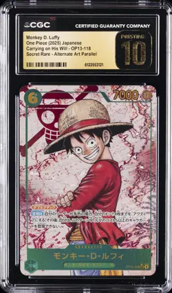 2025 ONE PIECE JPN CARRYING ON HIS WILL ALT ART MONKEY D LUFFY CGC 10 PRISTINE - Image 1