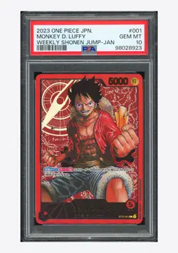 One Piece PSA 10 Monkey D Luffy L Promo 2023 ST01-001 Weekly Shonen Jump JPN - Image 2