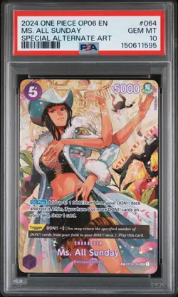 2024 ONE PIECE OP06-WINGS OF THE CAPTAIN #064 MS. ALL SUNDAY PSA 10 - Image 1