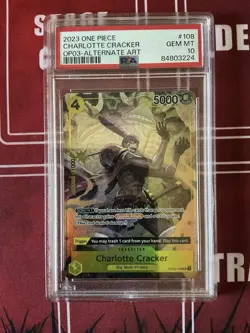 One Piece CCG Charlotte Cracker Alternate Art OP03-108, PSA 10 Gem Mint - Image 1