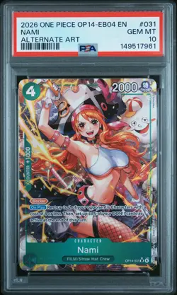 2026 ONE PIECE OP14-EB04-THE AZURE SEA'S SEVEN ALTERNATE ART #031 NAMI PSA 10 - Image 1