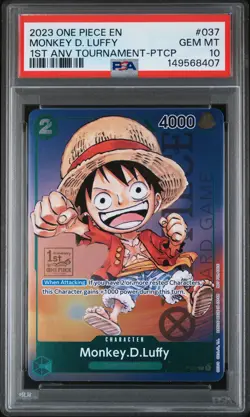 2023 ONE PIECE PROMOS 1ST ANNIV TOURNAMENT-PARTICIPATION MONKEY D. LUFFY PSA 10 - Image 1