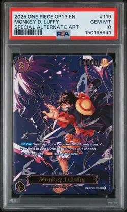 2025 ONE PIECE CARRYING ON HIS WILL SPECIAL ALT ART #119 MONKEY D. LUFFY PSA 10 - Image 1