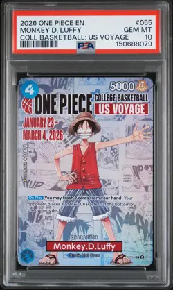 2026 ONE PIECE PROMOS COLLEGE BASKETBALL : US VOYAGE MONKEY D. LUFFY PSA 10 - Image 1