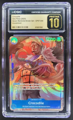 2025 ONE PIECE CCG CROCODILE SEVEN WARLORDS OP07-040 CGC 10 PRISTINE B PT - Image 1
