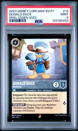 2023 DISNEY LORCANA EN P1-PROMO SPIEL ESSEN 2023 DONALD DUCK - MUSKETEER PSA 9 - Image 1