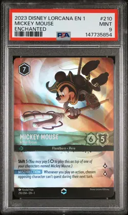 2023 DISNEY LORCANA THE FIRST CHAPTER ENCHANTED MICKEY MOUSE ARTFUL ROGUE PSA 9 - Image 1