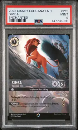 2023 DISNEY LORCANA EN 1-THE FIRST CHAPTER ENCHANTED SIMBA - RETURNED KING PSA 9 - Image 1