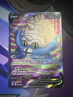 Omastar V (Full Art) 174/195 Ultra Rare Silver Tempest Pokemon Card NM Holo - Image 1