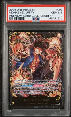 2024 ONE PIECE PREMIUM CARD LEADER COLLECTION #003 MONKEY D. LUFFY PSA 10 - Image 1
