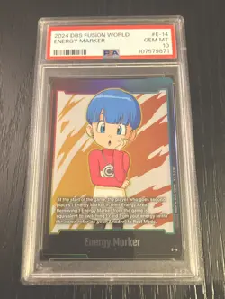 Bulma PSA 10 Dragon Ball Fusion World #E-14 Energy Marker Waifu Graded Card - Image 1