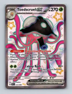 Toedscruel ex 213 2024 Pokemon Paldean Fates Full Art Shiny Ultra Rare Card NM+ - Image 1