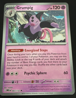 2025 POKEMON GRUMPIG HOLOFOIL HOLO CARD (#063/132) - FREE SHIPPING - Image 1