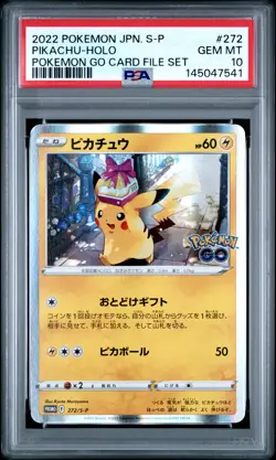 2022 POKEMON JAPANESE S PROMO POKEMON GO CARD FILE SET #272 PIKACHU-HOLO PSA 10 - Image 1