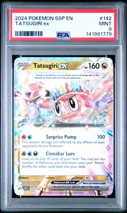 2024 POKEMON SSP EN-SURGING SPARKS #142 TATSUGIRI EX PSA 9 - Image 1