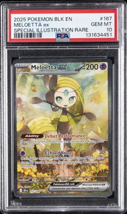2025 POKEMON BLK EN-BLACK BOLT SPECIAL ILLUSTRATION RARE #167 MELOETTA EX PSA 10 - Image 1